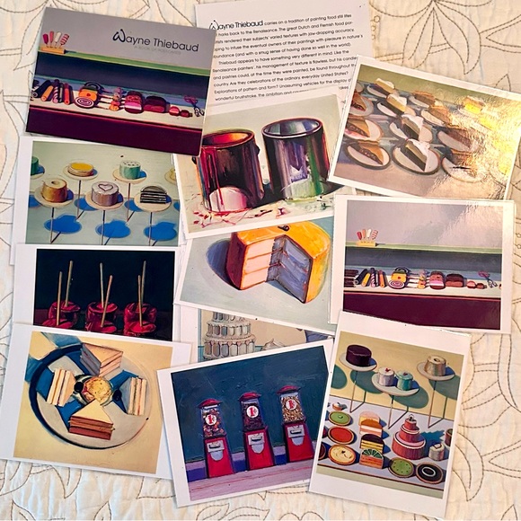 Art Teacher Laminated Post Cards. Wayne Thiebaud and Monets Garden Photographs. - Picture 1 of 13